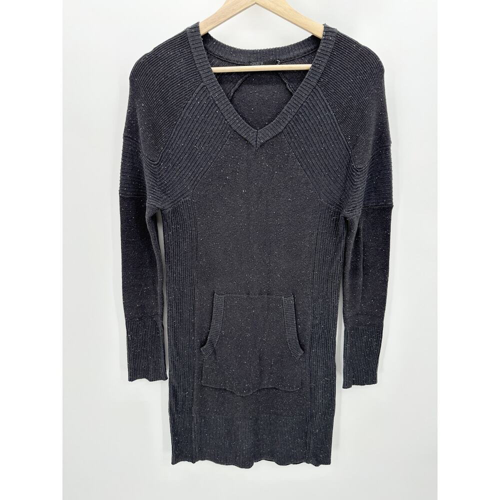 Prana Avalone Dress Womens Small Grey Two-Tone V-Neck Knit Sweater W33180721